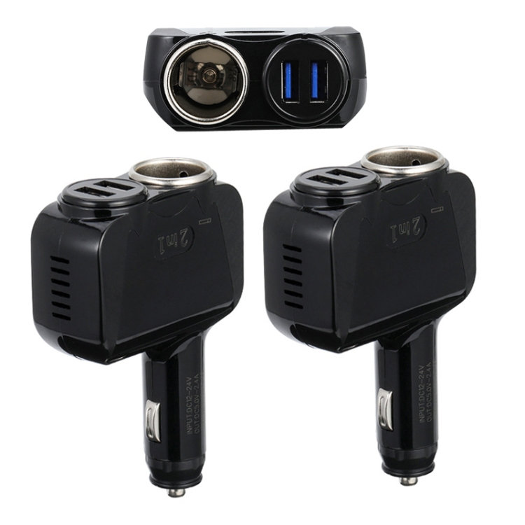 

2 PCS Cigarette Lighter Multi-Function Plug Dual USB Car Charger, Style: A Type