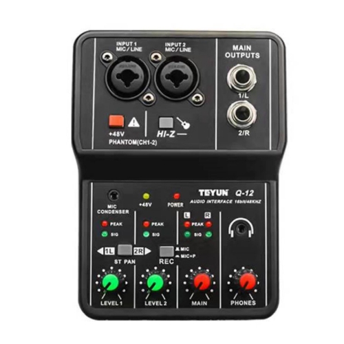 

TEYUN Q-12 Computer Recording Sound Card USB Drive-free Recording Arranger(Black)