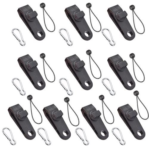 

Outdoor Camping Windproof Canopy Fixed Tent Clip Rope Buckle Quick Hanging Set 10 Clips+10 White Dot Ropes+10 Silver Buckles