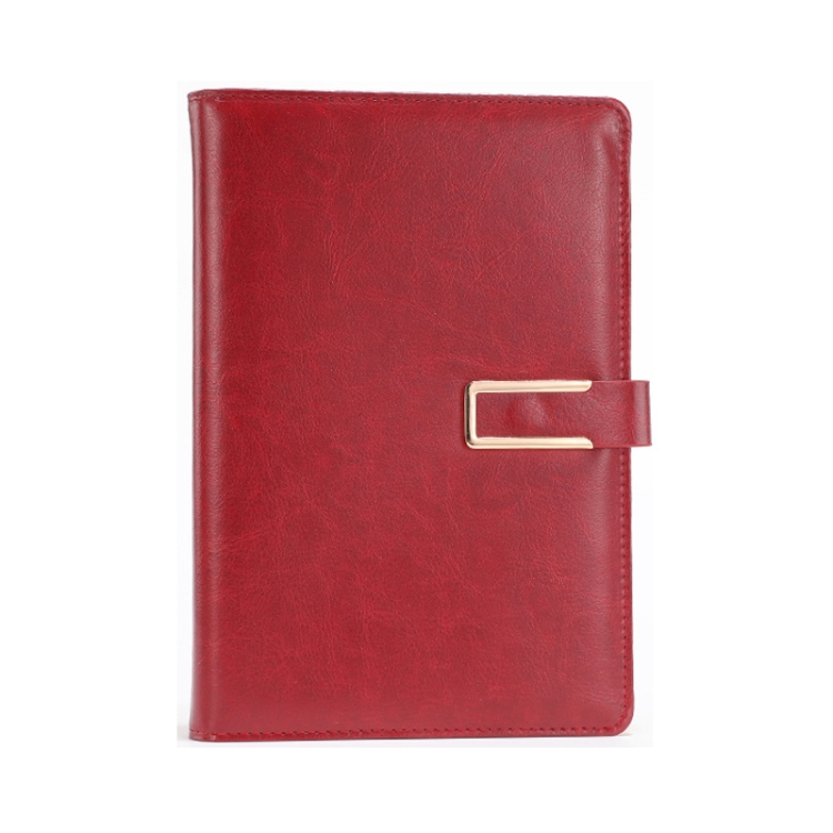 

WZJZ0101 PU Leather Thickened Notebook, Specification: A5(Wine Red Metal Buckle)