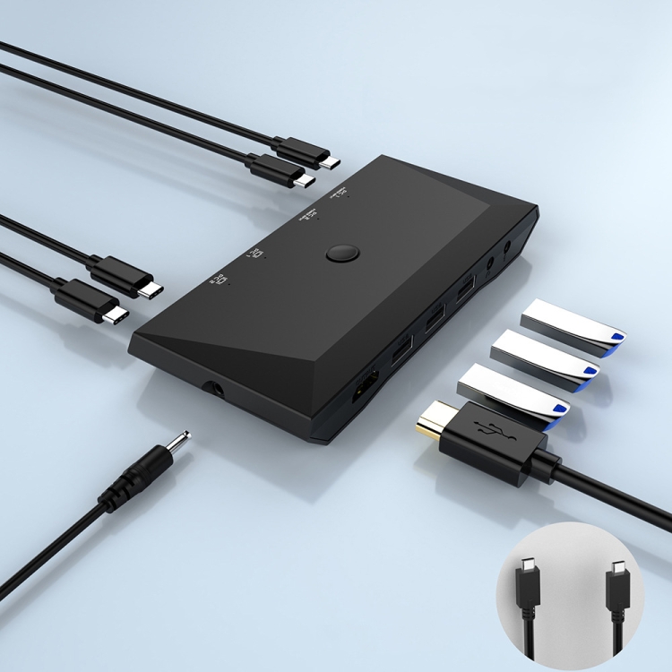 

2 In 1 Out 4K 60Hz Type-C Notebook Dedicated KVM Switch(Black)