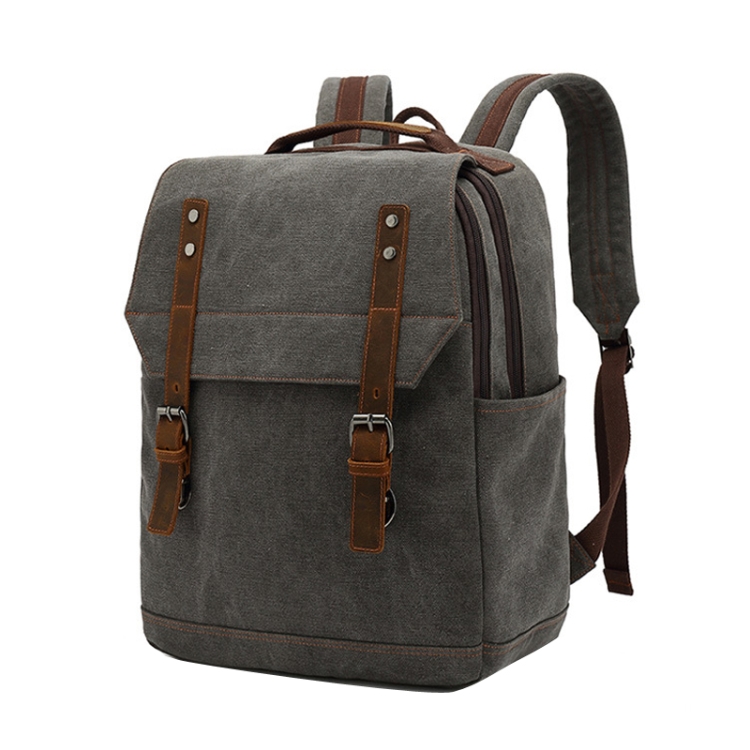 

Business Large Capacity Canvas Backpack Outdoor Leisure Travel Computer Bag(Grey)