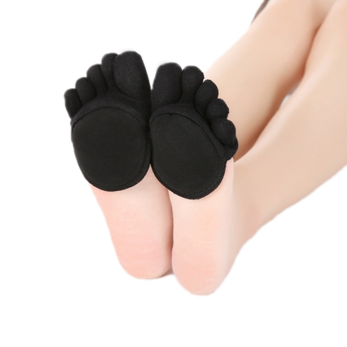 

3 PCS Anti-Friction Half Palm Sponge Invisible Five-Finger Socks, Color: All Fingers Black(Free Size)