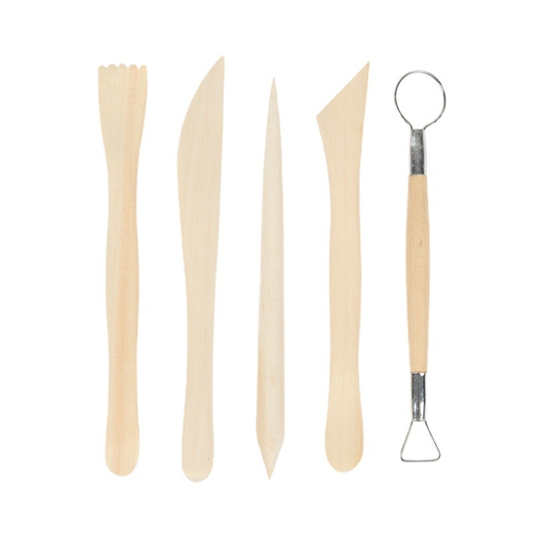 

0035 5 in 1 Clay Sculpture Wooden Pottery Knife Set(Wood Color)