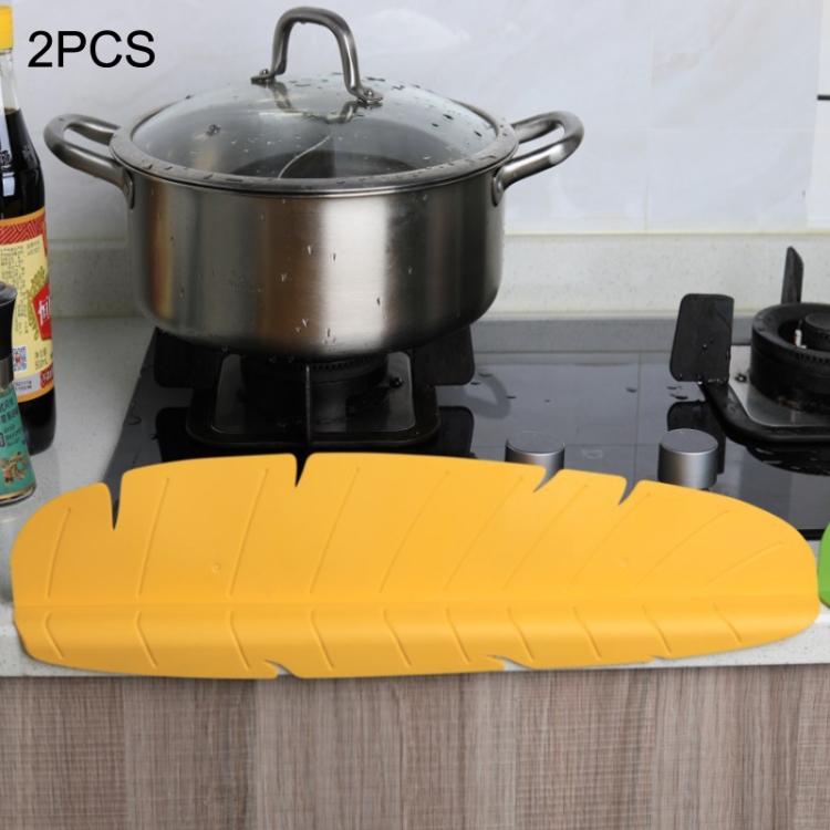 

2PCS Kitchen Sink Silicone Leaf Waterproof Splashback(Yellow)