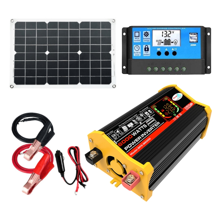

Home Solar Generator Inverter+30A Controller+18W 12V Solar Panel, Specification: Black 12V To 220V