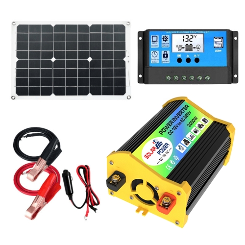 

Home Solar Generator Inverter+30A Controller+18W 12V Solar Panel, Specification: Black 12V To 110V