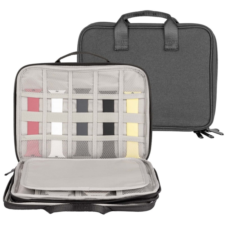 

Portable Double-Layer Strap Storage Bag Data Cable Organizer Bag(Black)