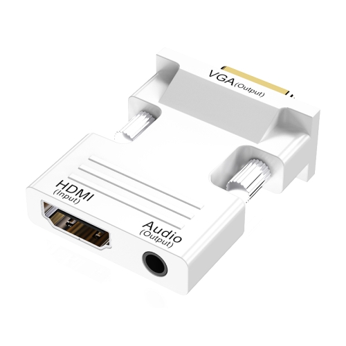 

HDMI Female To VGA Male With Audio Adapter Computer Monitor TV Projector Converter(White)