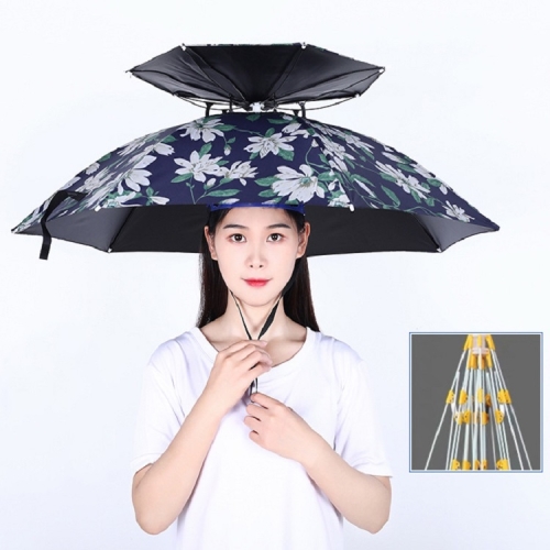 

Double-layer Fishing Umbrella Hat Outdoor Sunscreen And Rainproof Folding Umbrella Hat, Color: Ultralight 80 Camellia