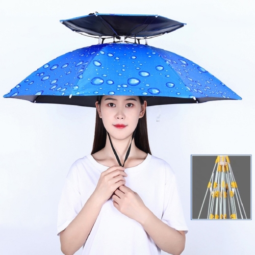 

Double-layer Fishing Umbrella Hat Outdoor Sunscreen And Rainproof Folding Umbrella Hat, Color: Ultralight 80 Blue