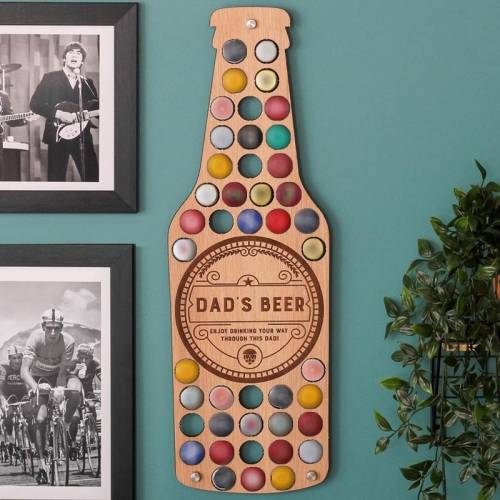 

Pub Beer Caps Collection Board Fathers Day Gift, Shape: 50x19cm (Wine Bottle)