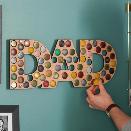 

Pub Beer Caps Collection Board Fathers Day Gift, Shape: 50x22cm (DAD)