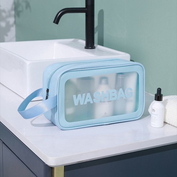 

2 PCS Frosted Translucent Waterproof Storage Bag Cosmetic Bag Swimming Bag Wash Bag Blue S