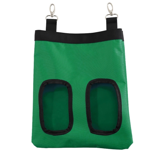 

Pet Rabbit Guinea Pig Hanging Feeding Hay Storage Bag, Specification: Green Two-hole