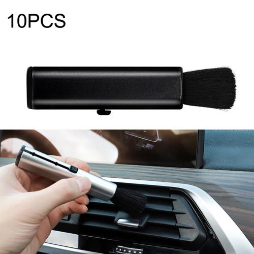

10 PCS Car Air Conditioner Air Outlet Telescopic Cleaning Brush, Color: Black