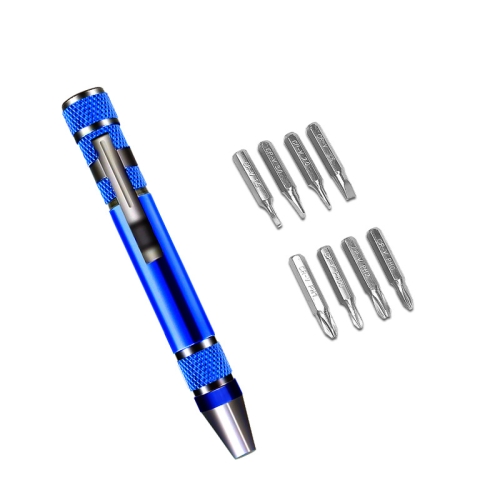 

8 In 1 Screwdriver Aluminum Alloy Combination Disassembly Pen Repair Screwdriver(Blue)