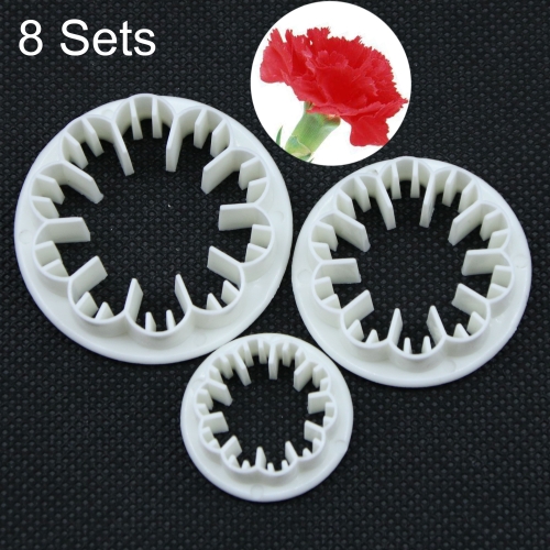 

8 Sets 3 In 1 Carnation Plastic Cookie Mould Fondant Cake Decorating Mould