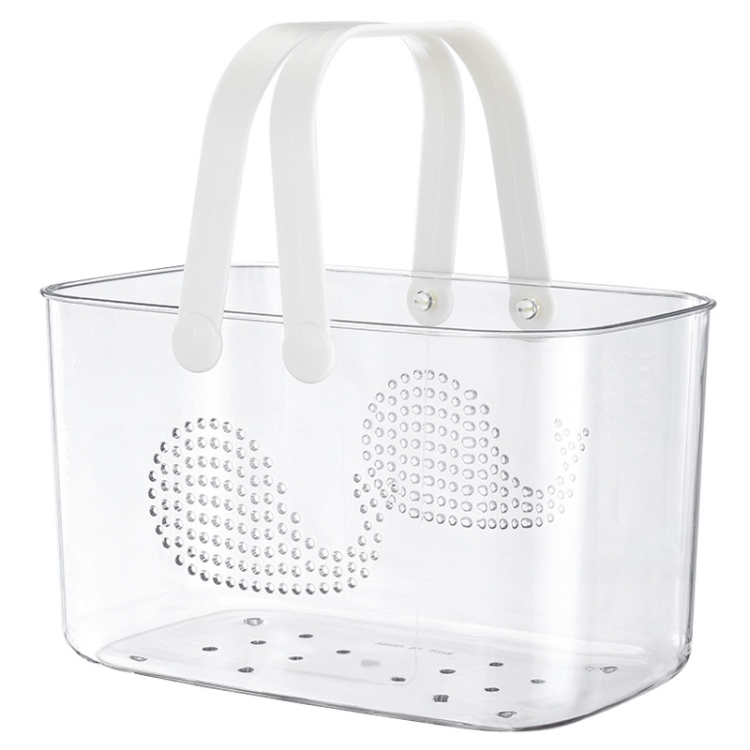

Portable Bath Basket Draining Storage Basket(White)