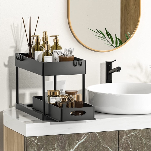 

Multi-layer Pull-out Sink Drain Storage Rack Black (1 Layer Pump)