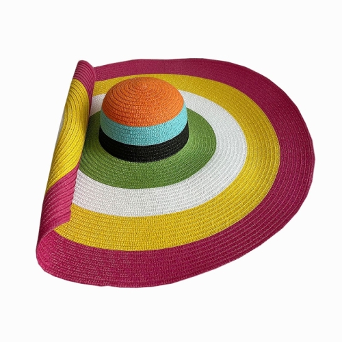 

Oversized Brim Dome Rainbow Striped Beach Visor Hat, Size: 56-58cm(2)