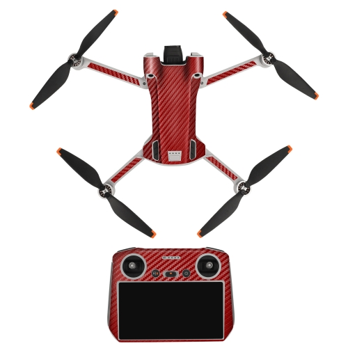 Sunnylife Drone+Remote Control Protective Sticker For DJI Mini 3 Pro RC Version(Carbon Red)