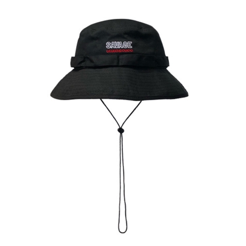 

GEGEEN DOMOG Big Brim Bucket Hat Windproof Drawstring Retro Pot Hat(Black)