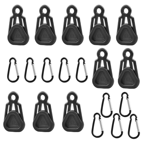 

10 PCS Awning Banner Tarpaulin Plastic Clip Field Camping Mountaineering Tent Clip, Color: Black Clip+Hook