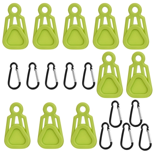 

10 PCS Awning Banner Tarpaulin Plastic Clip Field Camping Mountaineering Tent Clip, Color: Green Clip+Hook