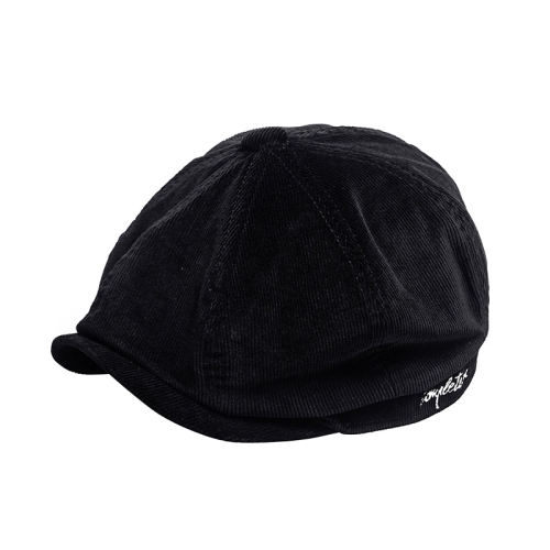 

Corduroy Octagon Painter Beret Vintage Hat(Black)