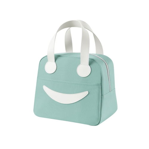 

Smiley Lunch Bag with Leather Handles, Size: S (Green)