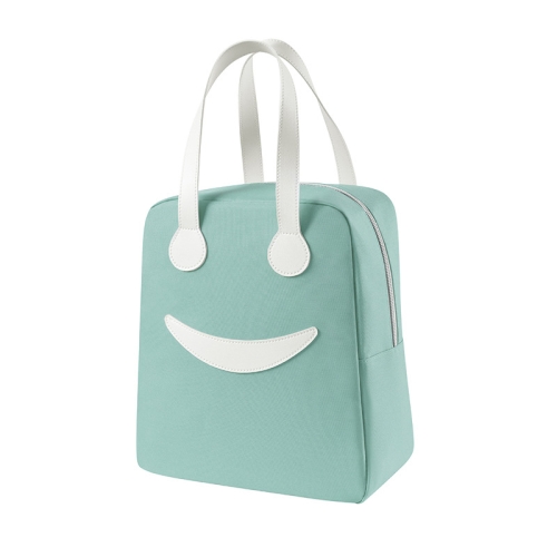 

Smiley Lunch Bag with Leather Handles, Size: L (Green)