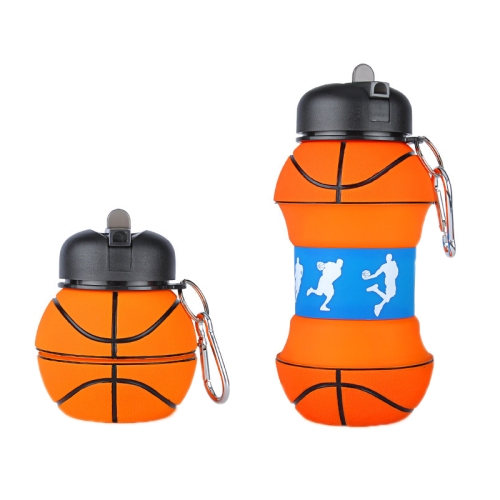 

Outdoor Sports Anti-fall Water Bottle Portable Leak-proof Silicone Folding Cup, Shape: Basketball(550ml)