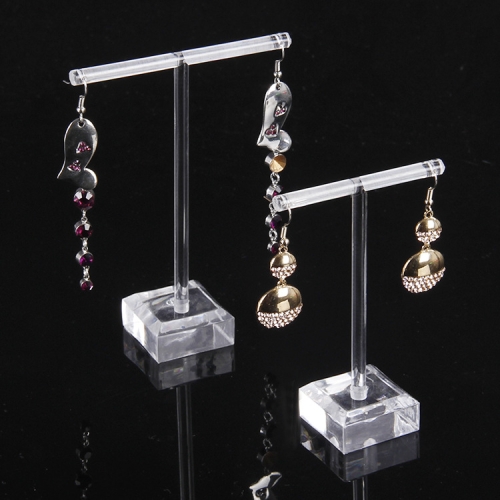 

2 PCS Plastic T-shaped Jewelry Holder Earring Storage Display Stand(2 In 1 Transparent)