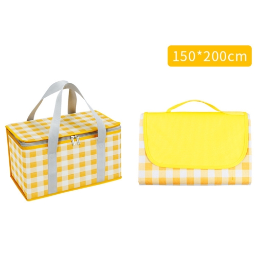 

JY2209 Camping Moistureproof Portable Picnic Basket Set, Spec: Yellow White+150x200cm