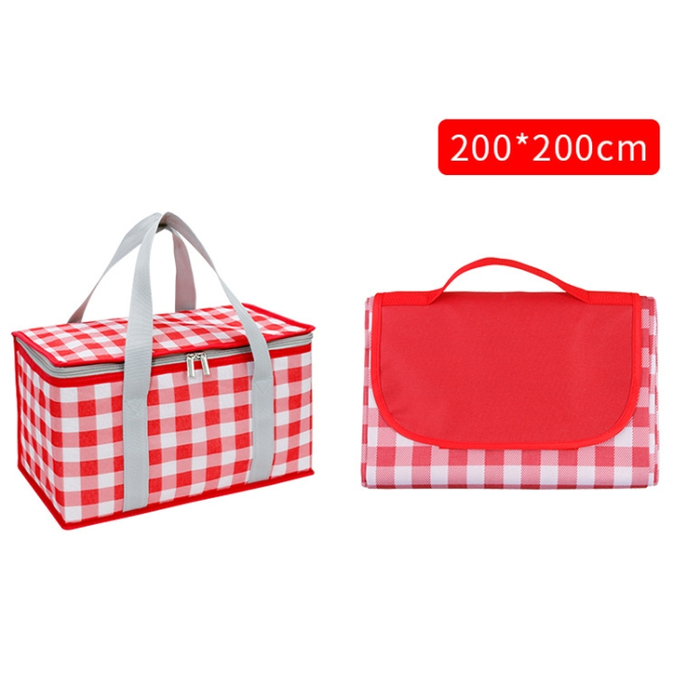 

JY2209 Camping Moistureproof Portable Picnic Basket Set, Spec: Red White+200x200cm