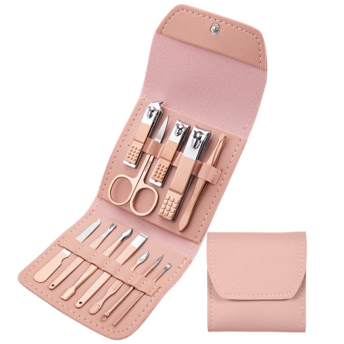 

Nail Art Tool Set Nail Clippers Dead Skin Scissors Manicure Tool, Specification: 12 In 1 Pink