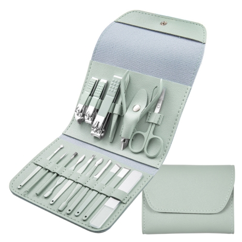 

Nail Art Tool Set Nail Clippers Dead Skin Scissors Manicure Tool, Specification: 16 In 1 Matcha Green