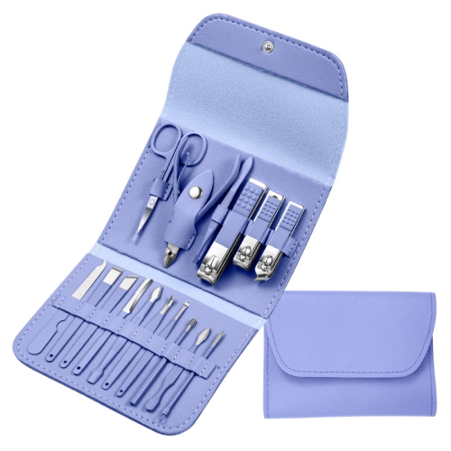 

Nail Art Tool Set Nail Clippers Dead Skin Scissors Manicure Tool, Specification: 16 In 1 Blue