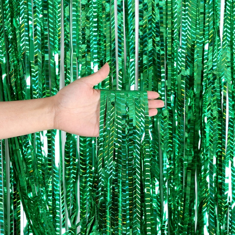 

2 PCS Laser Rain Curtain Birthday Party Background Wall Decoration, Color: 2M Green
