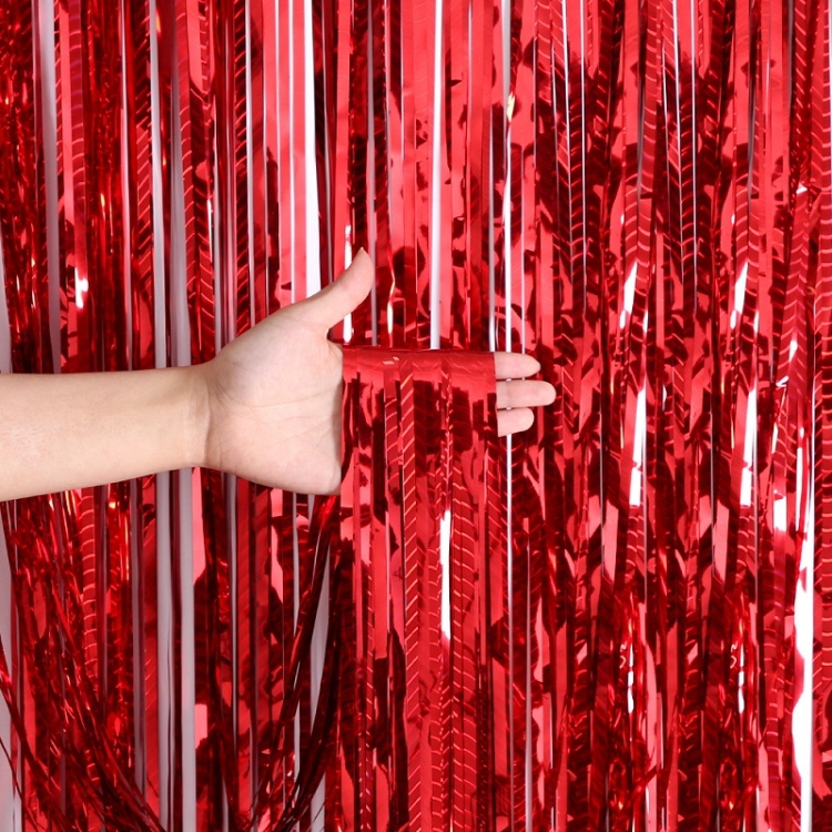 

2 PCS Laser Rain Curtain Birthday Party Background Wall Decoration, Color: 4M Red