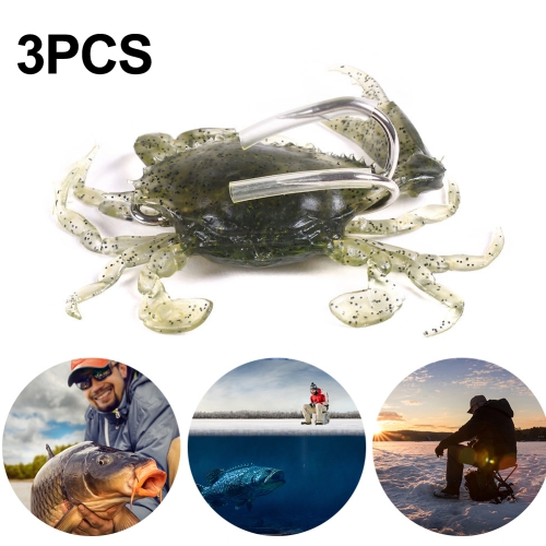 3 PCS HENGJIA SO068 Submerged Crab Hook Anti-hanging Bottom Ice Fishing  Bait, Color: 10cm 30g Gray