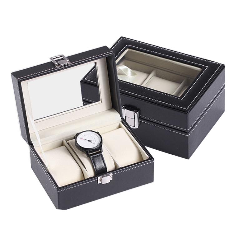 

3 Bit PU Leather Watch Storage Box Display Box(Black)