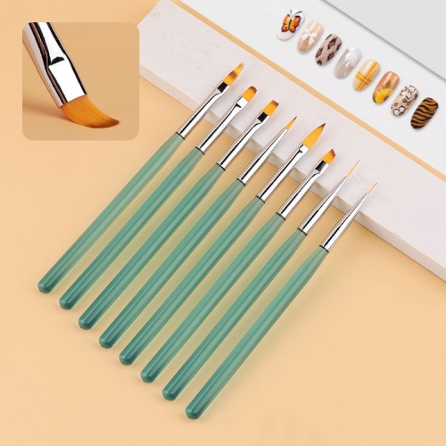 

8 In 1 Pull Line Smudged Carved Painted Nail Art Brush Set(Blue)