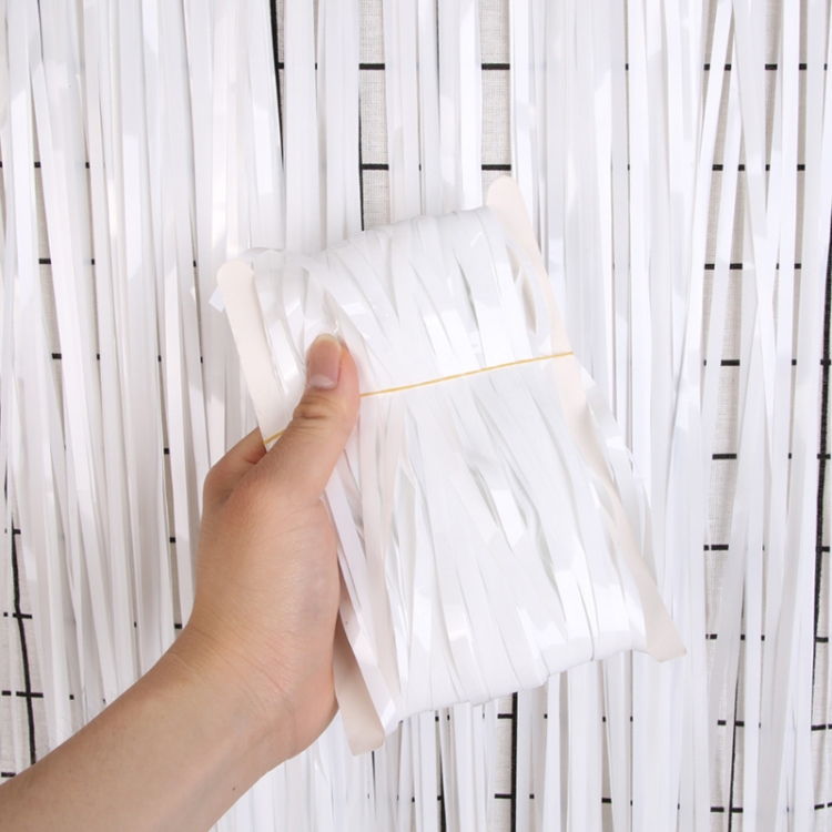 

2 PCS Rain Curtain Birthday Party Background Wall Decoration(1x2M White)