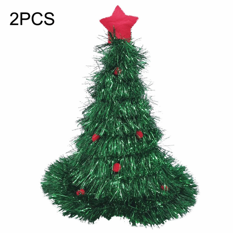 

2PCS Christmas Ornaments Non Woven Christmas Tree Hat(Green)