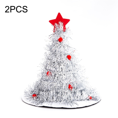 

2PCS Christmas Ornaments Non Woven Christmas Tree Hat(White)