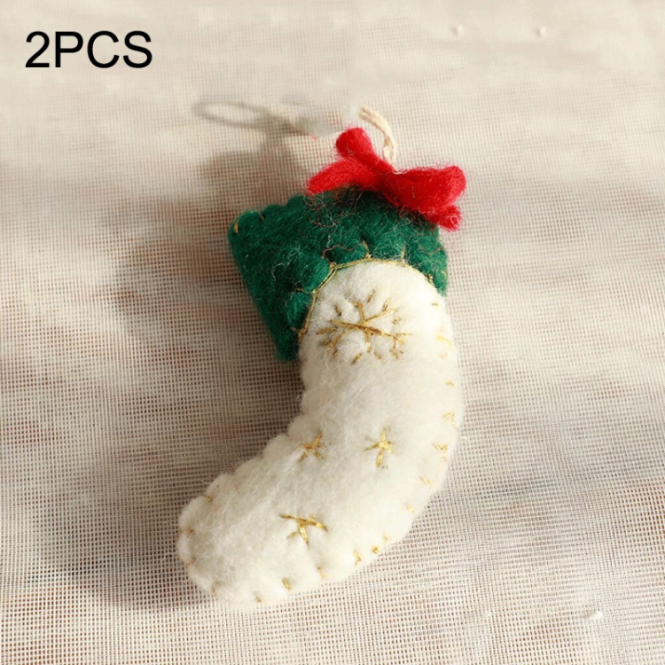 

2PCS Christmas Decorations Christmas Tree Wool Felt Small Pendant, Style: Boot (White)