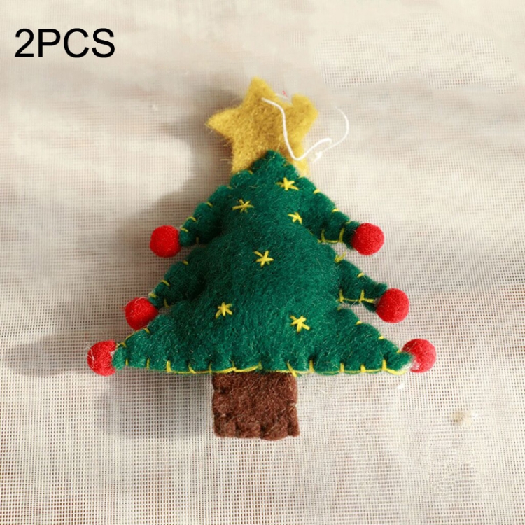 

2PCS Christmas Decorations Christmas Tree Wool Felt Small Pendant, Style: Christmas Tree (Green)