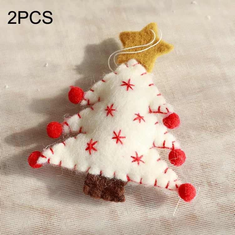 

2PCS Christmas Decorations Christmas Tree Wool Felt Small Pendant, Style: Christmas Tree (White)